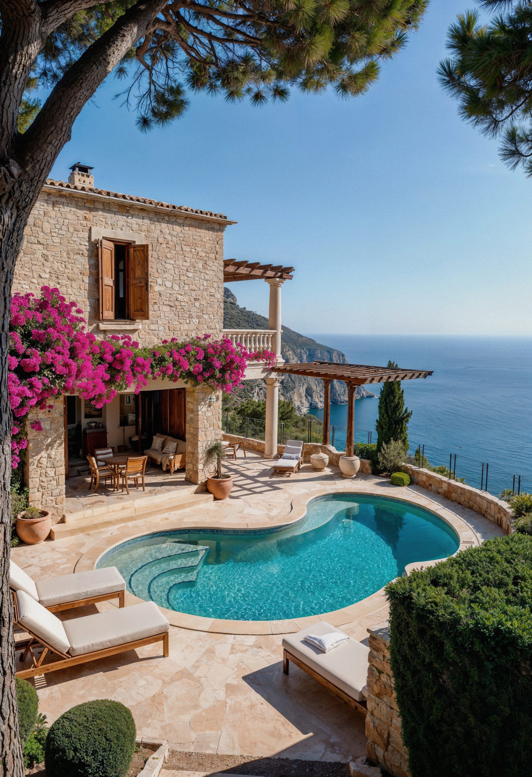 luxurious villa with pool overlooking ocean