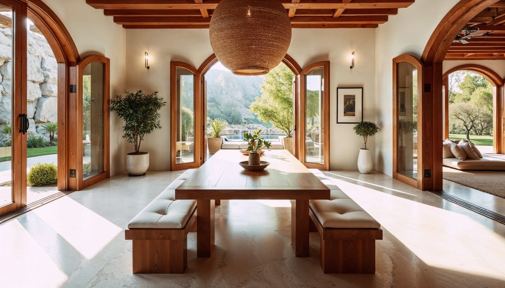 luxury interior with wooden table